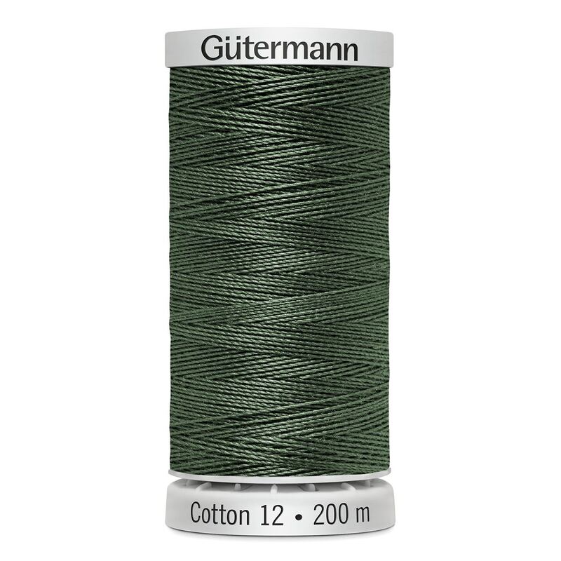 Gutermann Cotton 12 #1287 GREYISH GREEN 200m Spool Embroidery & Quilting Thread