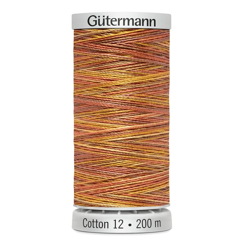Gutermann Cotton 12 #4004 VARIEGATED BURNT ORANGE 200m Spool Embroidery & Quilting Thread
