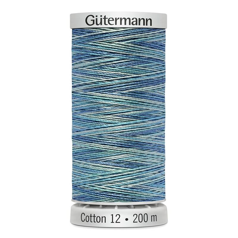 Gutermann Cotton 12 #4014 VARIEGATED BLUES 200m Embroidery & Quilting Thread