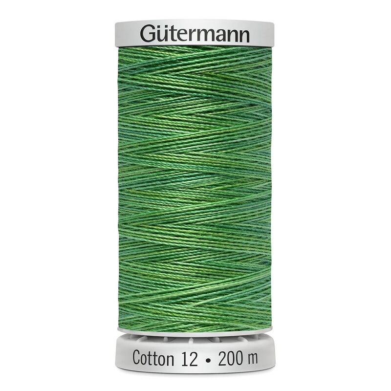 Gutermann Cotton 12 #4018 VARIEGATED GREENS 200m Spool Embroidery & Quilting Thread
