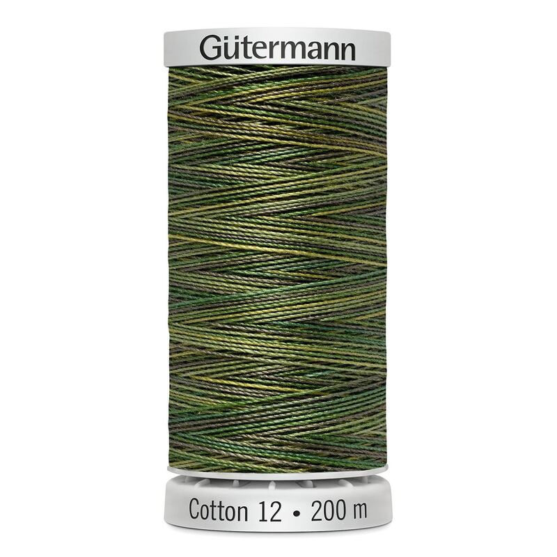 Gutermann Cotton 12 #4019 VARIEGATED GREENS 200m Spool Embroidery & Quilting Thread
