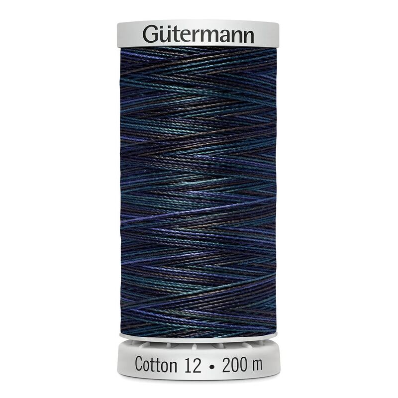Gutermann Cotton 12 #4022 VARIEGATED BLUES 200m Spool Embroidery & Quilting Thread