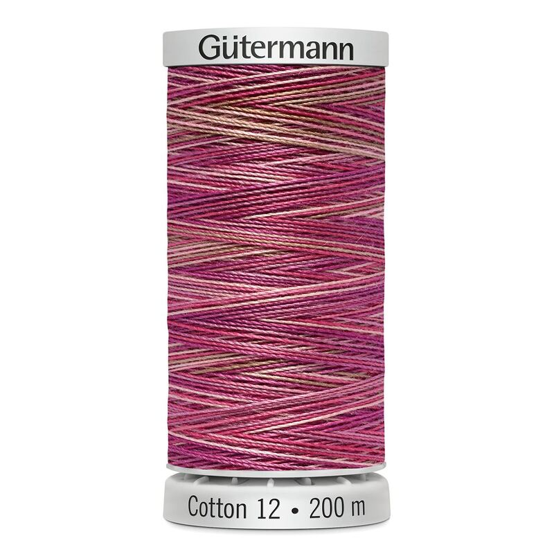 Gutermann Cotton 12 #4030 VARIEGATED PINK 200m Spool Embroidery & Quilting Thread