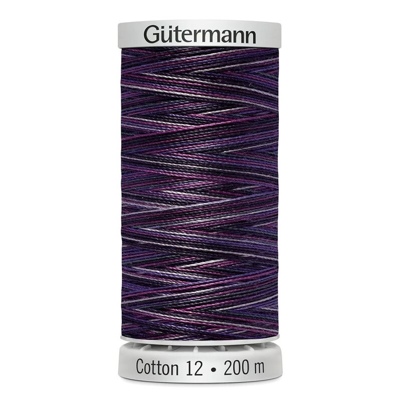 Gutermann Cotton 12 #4033 VARIEGATED PURPLES 200m Spool Embroidery & Quilting Thread