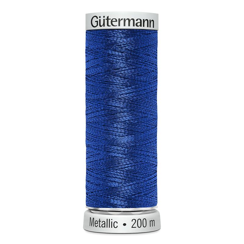 Gutermann Metallic #7016 BLUE, 200m Machine Embroidery Thread