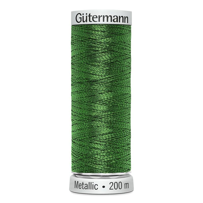 Gutermann Metallic #7018 GREEN, 200m Machine Embroidery Thread