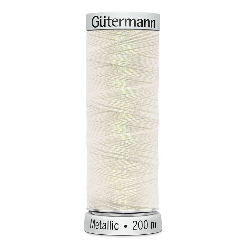 Gutermann Metallic #7021, WHITE 200m Machine Embroidery Thread