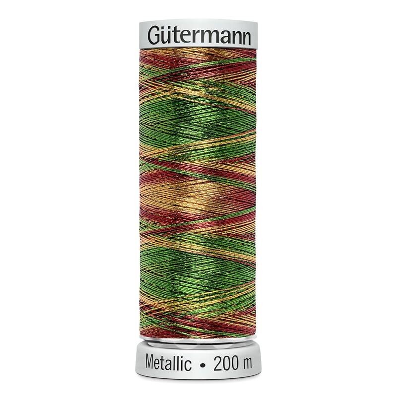 Gutermann Metallic Machine Embroidery Thread, 200m, Colour 7027 DARK MULTI