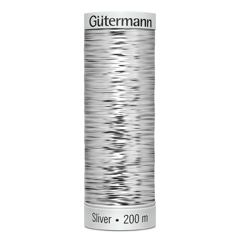 Gutermann Metallic Sliver Thread, #8001 SILVER, 200 Metre Spool (220yds)