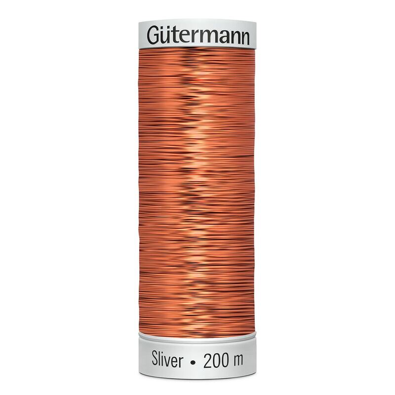 Gutermann Metallic Sliver Thread, Colour 8011 DARK COPPER, 200 Metre Spool (220yds)