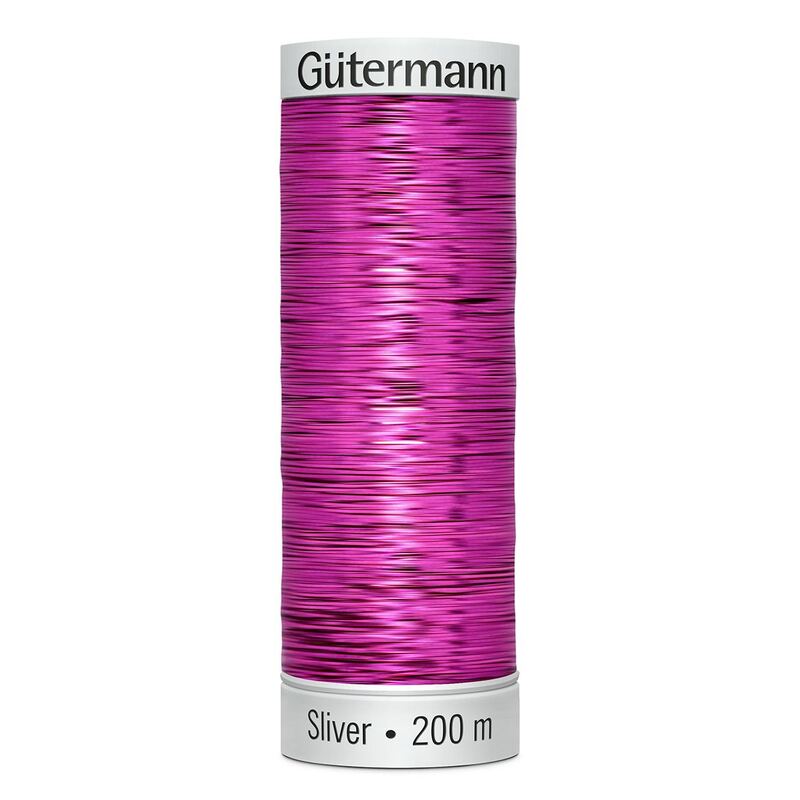Gutermann Metallic Sliver Thread, Colour 8013 DARK FUCHSIA, 200 Metre Spool (220yds)