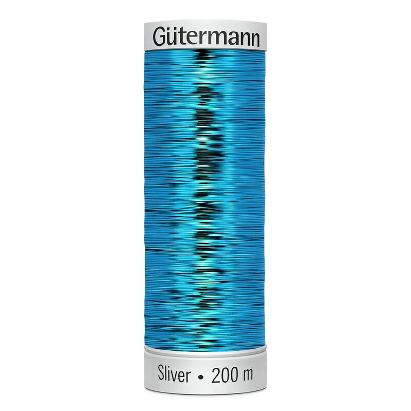 Gutermann Metallic Sliver Thread, #8017 LIGHT BLUE, 200 Metre Spool (220yds)