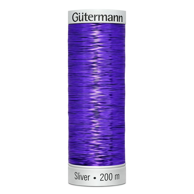 Gutermann Metallic Sliver Thread, Colour 8050 VIOLET, 200 Metre Spool (220yds)
