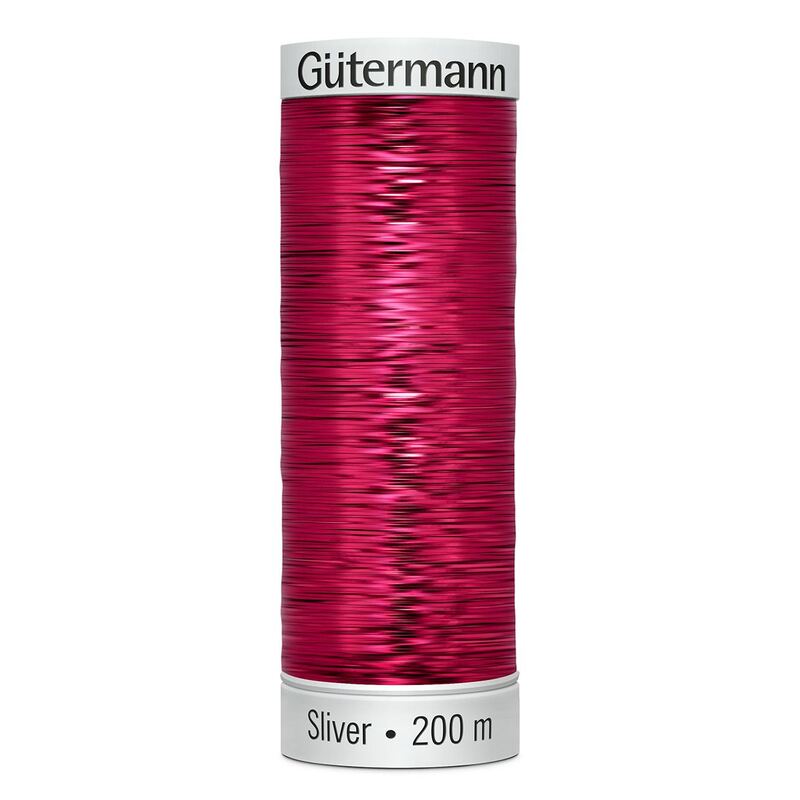 Gutermann Metallic Sliver Thread, Colour 8054 GARNET RED, 200 Metre Spool (220yds)