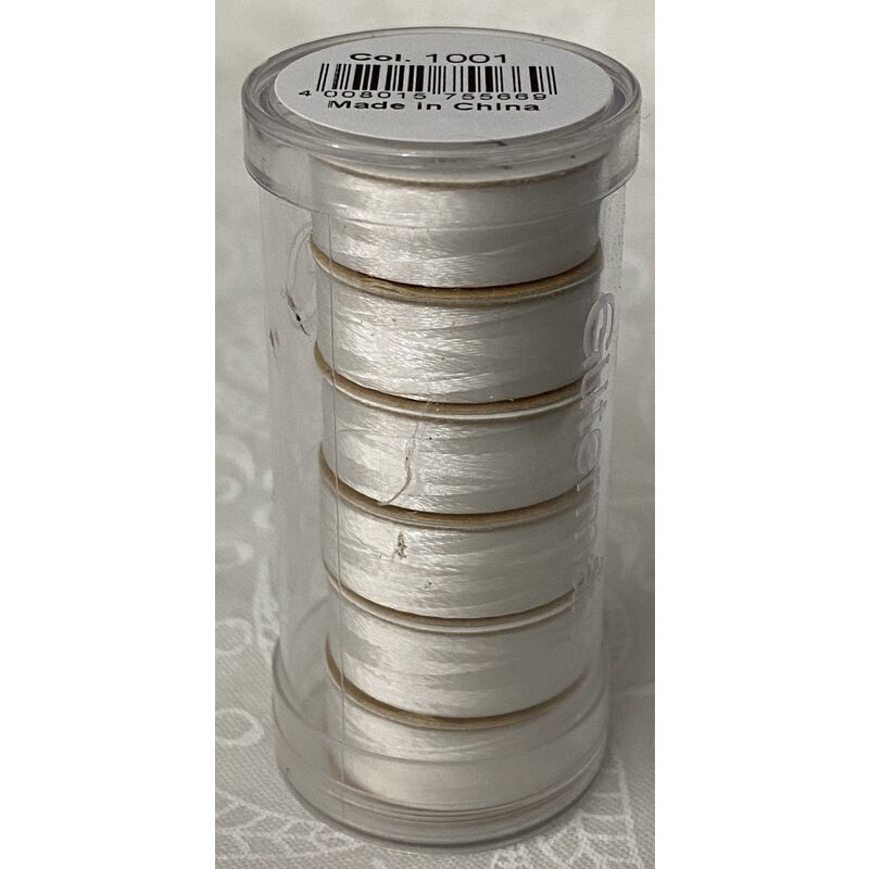 Gutermann Pre-Wound Bobbin Thread WHITE (1001) 120m Bobbins, 6 Pack, Art. 709867