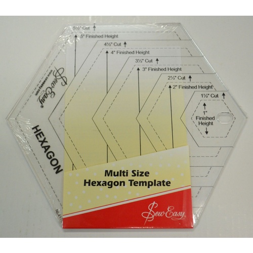 Quilt Hexagon Ruler, Multi Size Hexagon Template, 1 1/2" to 5 1/2" by Sew Easy
