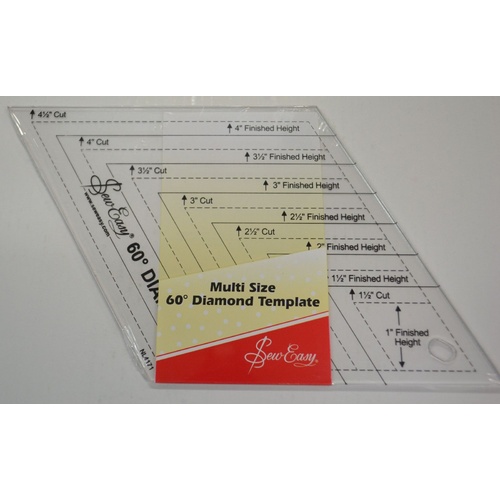 Quilt Diamond Ruler, Multi Size, 60 Degree Diamond Template, 1 1/2" to 4 1/2"