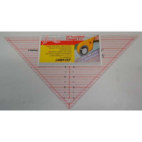 Sew Easy 90 Degree Patchwork Triangle 7 1/2 x 15", Durable Acrylic Lasercut Triangle