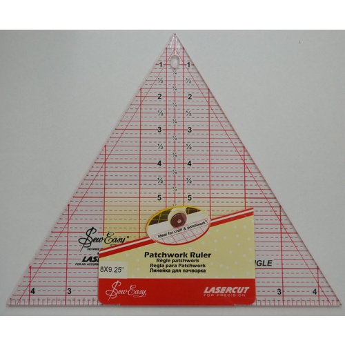 Sew Easy Patchwork Ruler 8" x 9.25" 60 Degree Triangle, For Craft, Quilting & Patchwork