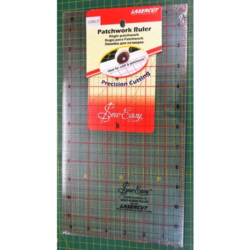 Sew Easy Patchwork Ruler, 12 x 6.5", Lasercut For Precission, Ideal For Crafts
