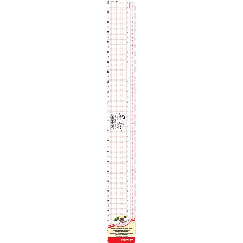 Sew Easy Designer Ruler, 24" x 3", Imperial and Metric