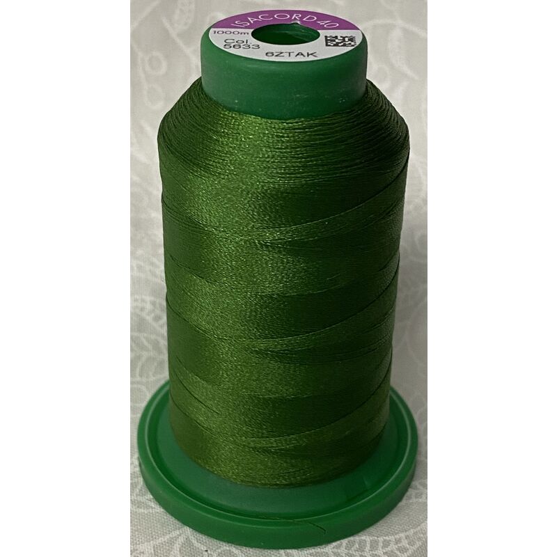 ISACORD 40 #5633 LIME GREEN 1000m Machine Embroidery Sewing Thread