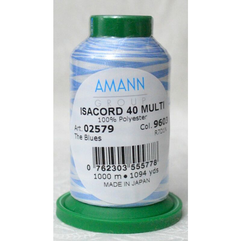 ISACORD 40 #9603 Variegated THE BLUES 1000m Machine Embroidery Sewing Thread