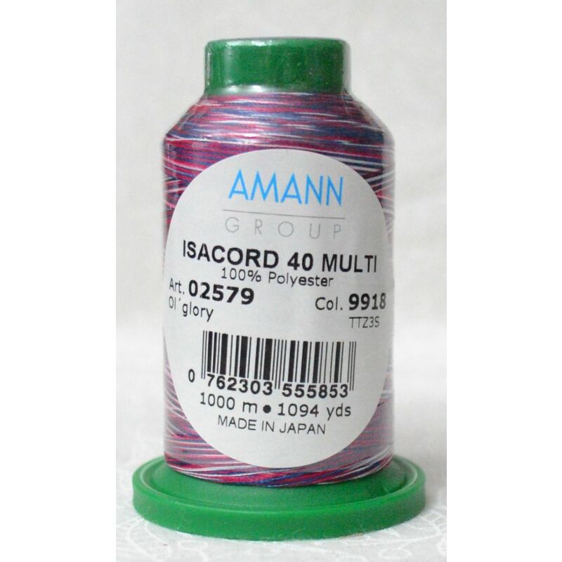 ISACORD 40 #9918 Variegated OLD GLORY 1000m Machine Embroidery Sewing Thread