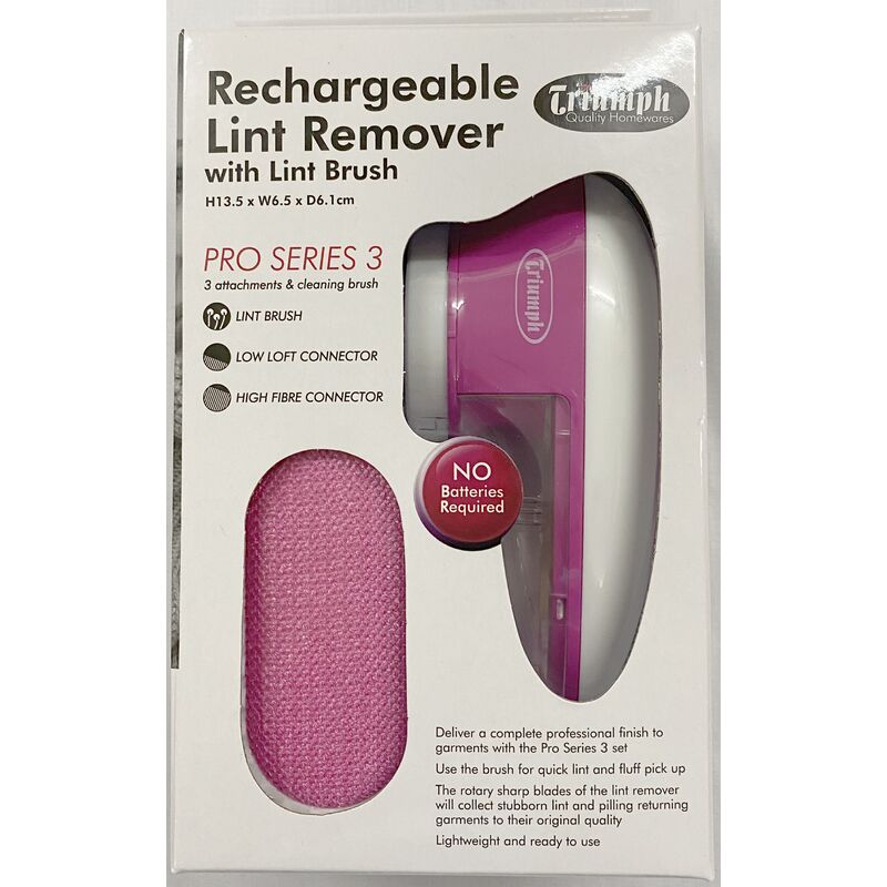 Triumph Rechargeable Lint Remover Pro Series 3, Lint Fluff Fibre Pill Removed Easily
