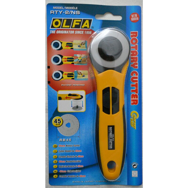 Olfa 45mm Rotary Cutter, Comfort Grip, Stainless Steel Blade, Model RTY-2/NS