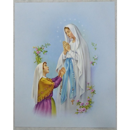 OUR LADY OF LOURDES Religious Print, 10" x 8" (200mm x 250mm)
