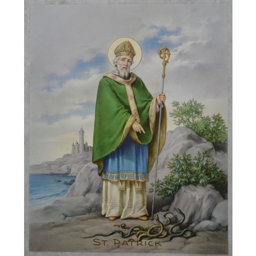 SAINT PATRICK Religious Print, 10" x 8" (200mm x 250mm)