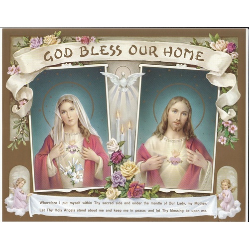 GOD BLESS OUR HOME Religious Print, 10" x 8" (200mm x 250mm)