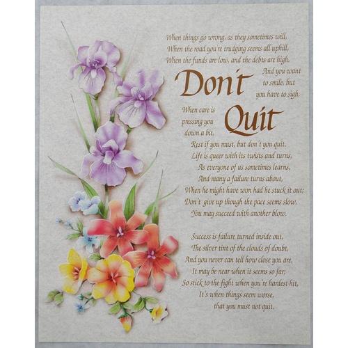 DON'T QUIT Religious Print, 10" x 8" (200mm x 250mm)