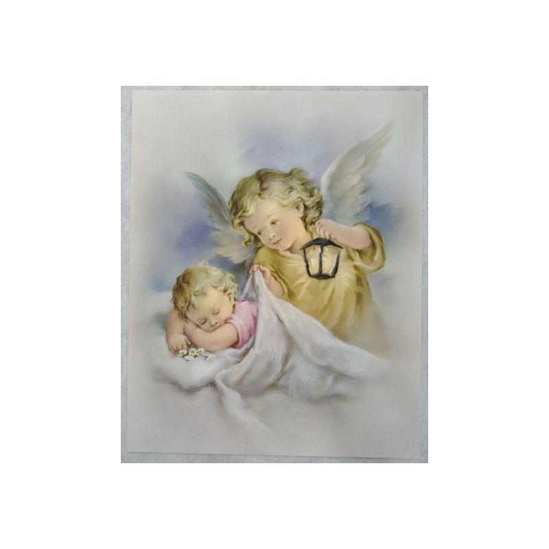 GUARDIAN ANGEL WITH LANTERN Religious Print, 10" x 8" (200mm x 250mm) GG - NLA