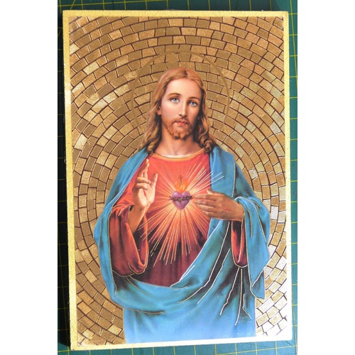 Sacred Heart Of Jesus, Gold Foiled Embossed Wood Plaque, Crafted In Italy, Beautiful Item