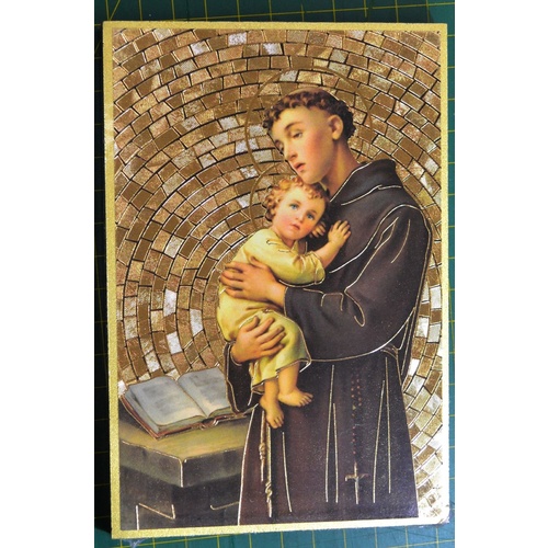 Saint Anthony, Gold Foiled Embossed Wood Plaque, Crafted In Italy, Beautiful Item