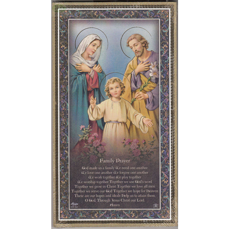 Gold Foiled Wood Prayer Plaque, FAMILY PRAYER, Crafted In Italy
