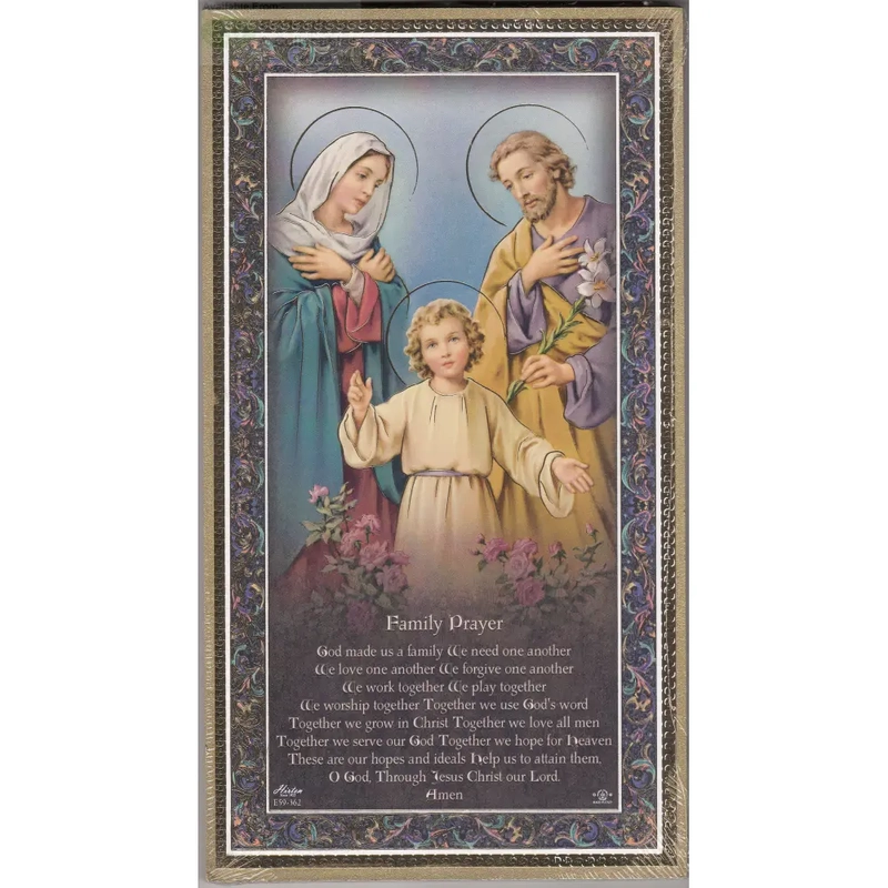 Gold Foiled Wood Prayer Plaque, FAMILY PRAYER, Crafted In Italy