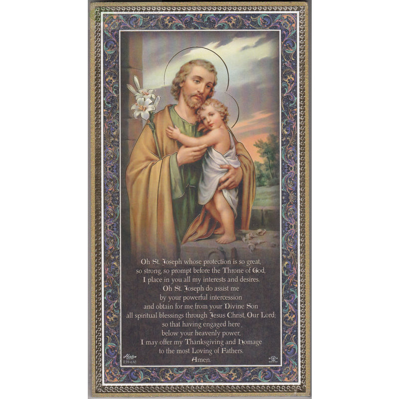 Gold Foiled Wood Prayer Plaque, SAINT JOSEPH, Crafted In Italy