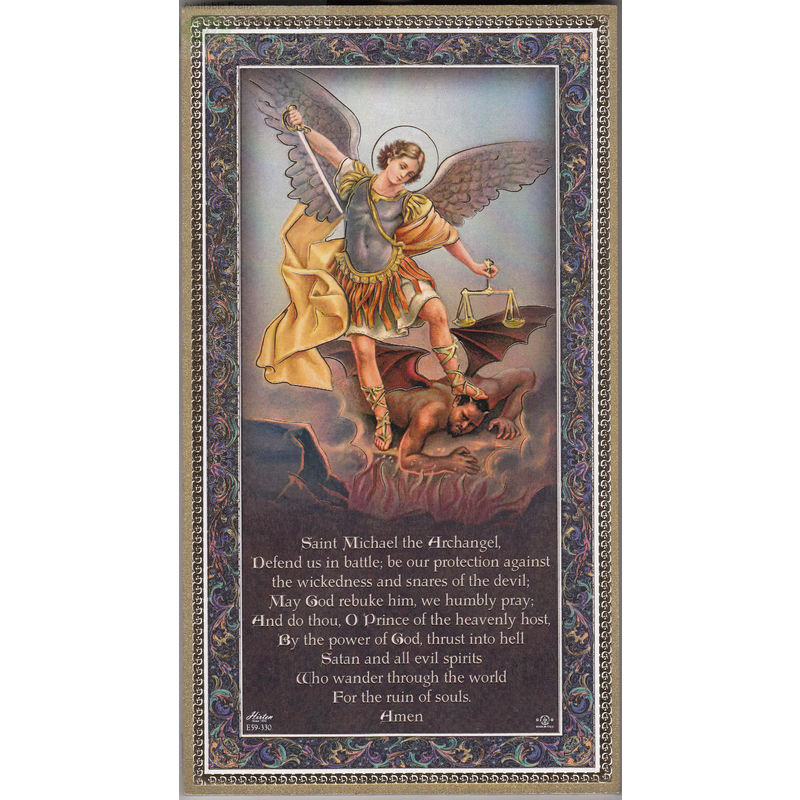 Gold Foiled Wood Prayer Plaque, SAINT MICHAEL, Crafted In Italy
