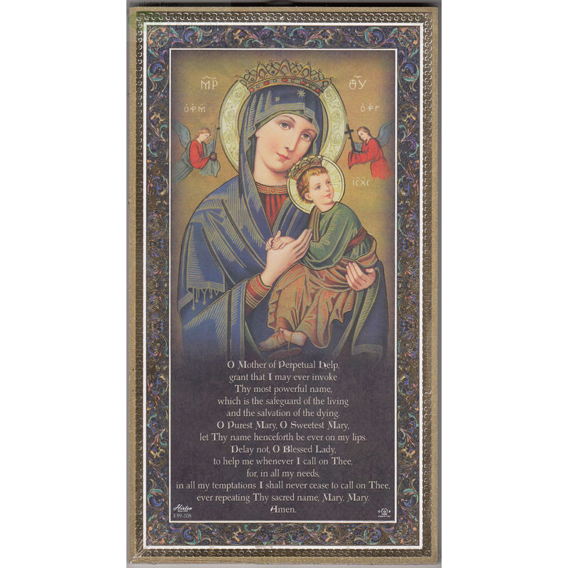 Gold Foiled Wood Prayer Plaque, OUR LADY PERPETUAL HELP, Crafted In Italy