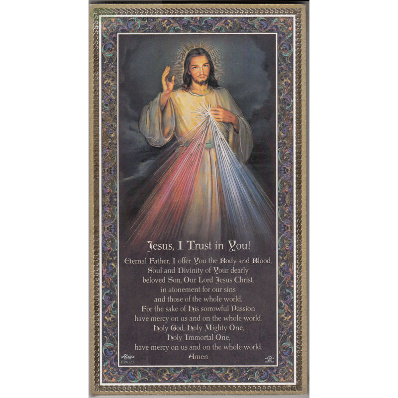 Gold Foiled Wood Prayer Plaque, DIVINE MERCY, JESUS I TRUST IN YOU, Crafted In Italy