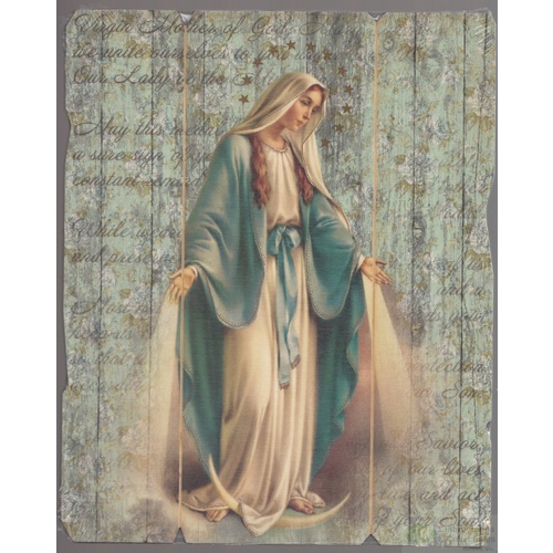 Miraculous, Vintage Look Wood Plaque, Crafted In Italy, 235mm x 190mm