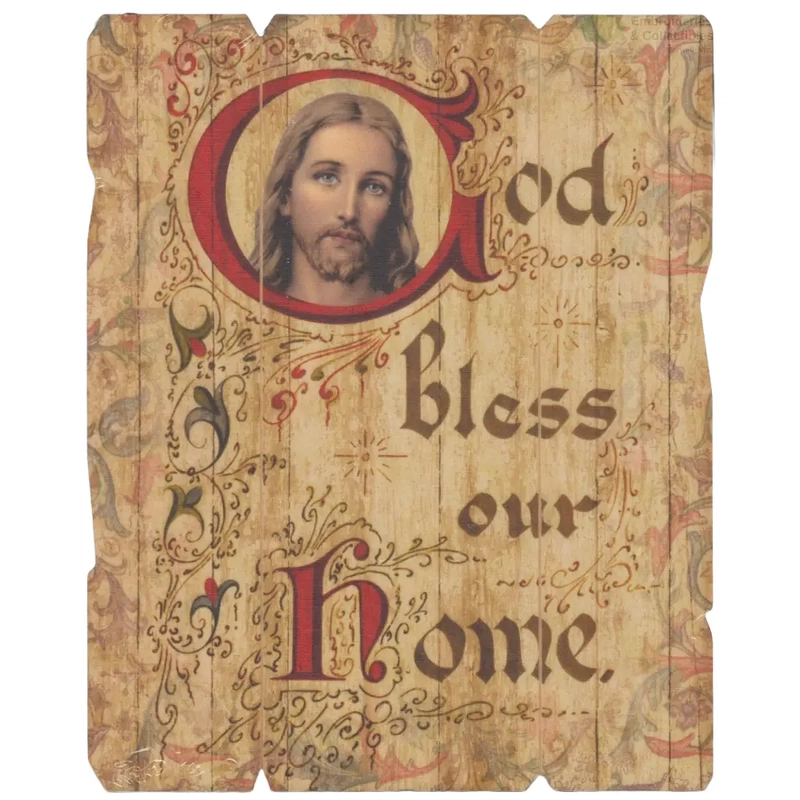 Bless Our Home, Vintage Look Wood Plaque, Crafted In Italy, 235mm x 190mm