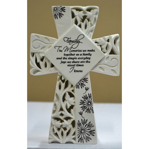 Resin LED Message Cross, Family, 110mm x 155mm Boxed