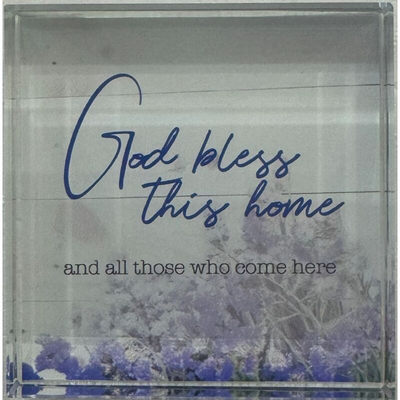 God Bless This Home Crystal Block 8cm x 8cm