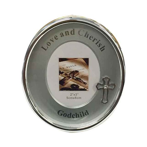 GODCHILD Oval Frame, 100 x 85mm, Silver Plated
