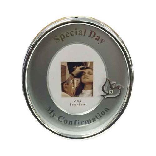 MY CONFIRMATION Oval Frame, 100 x 85mm, Silver Plated