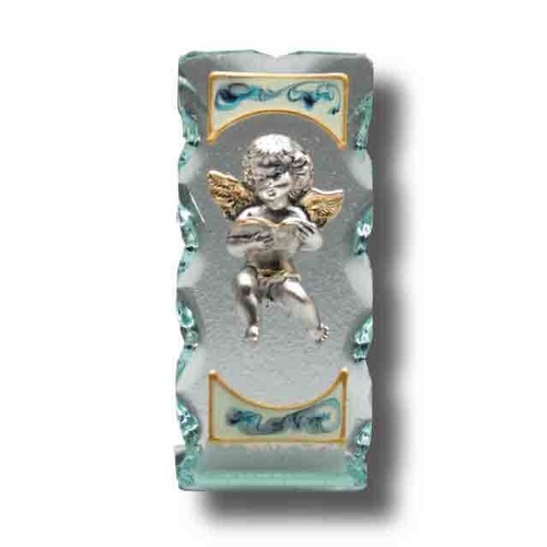 Crystal & Sterling Silver Angel Plaque, 100 x 50mm, Certificate of Guarantee